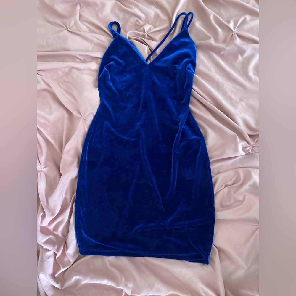 Blue Velvet Mini Dress